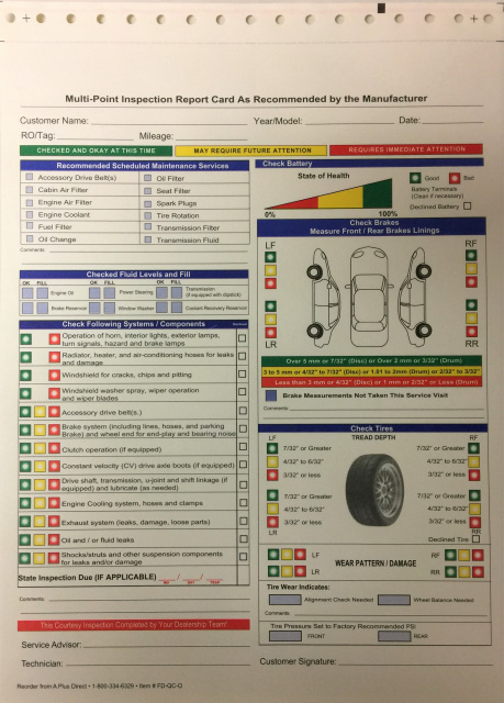 generic inspection form automotive invoices