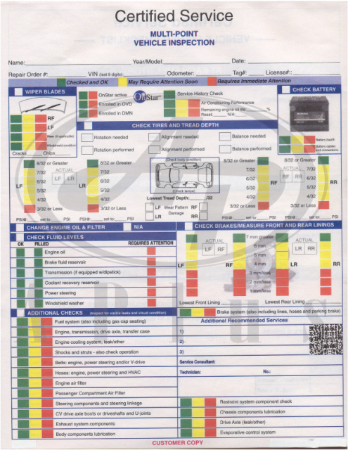 Nissan inspection sheet #7