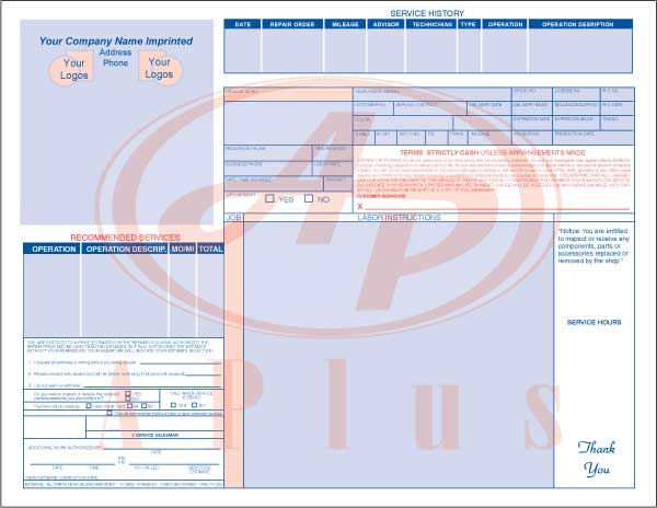 AP-LCS-RO-H • Imprinted Laser Work Orders