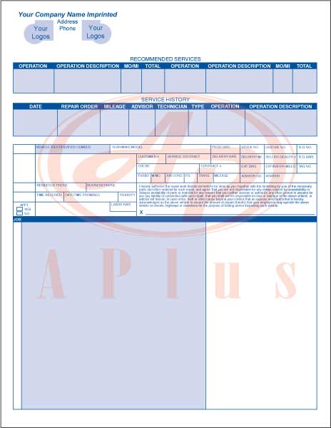 AP-LCS-RO-V • Imprinted Laser Work Orders