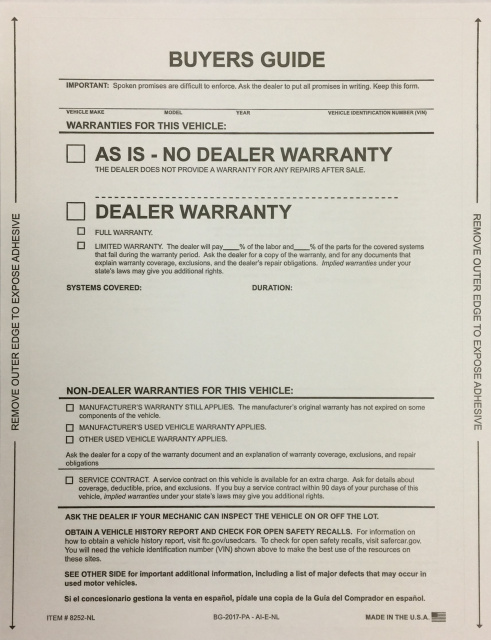 8252-NL-17 • 1 Part Buyer's Guide with No Lines. Seals on all 4 Sides