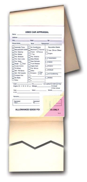 AP-UC-299-3 • 3 Part Vehicle Appraisal Books