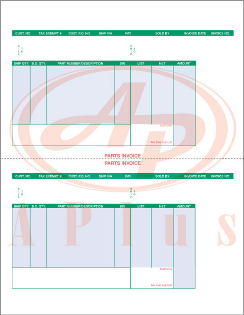 AP-LCS-PT-INV • Laser Parts Invoice