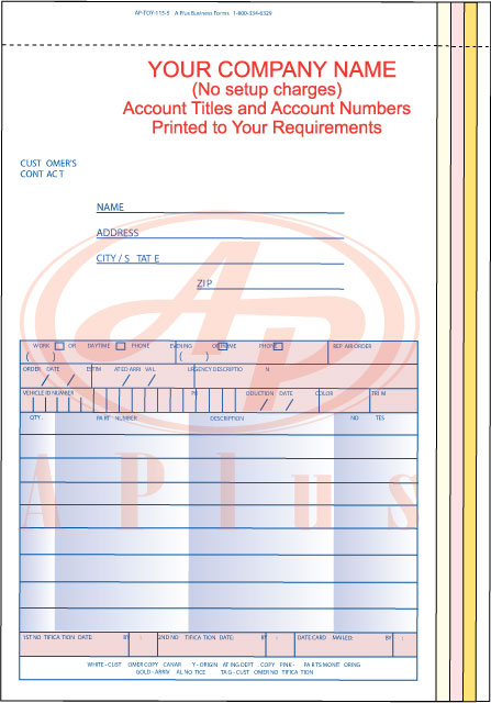 AP-TOY-115-5-IMP • 5 Part Imprinted Special Parts On Order Form