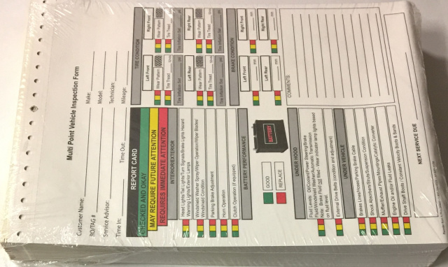 Multi Point Vehicle Inspection Forms Toyota Honda Ford GM Chrysler ...