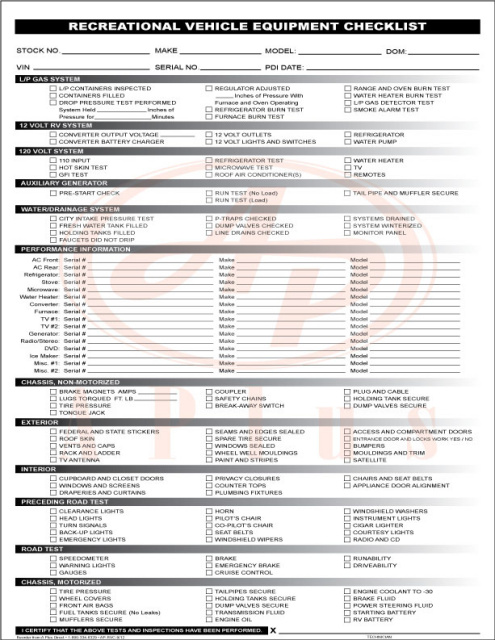 Ford pdi sheet #9