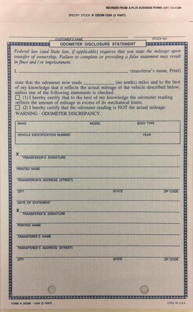 AP-ODOM-103N • 3 Part Odometer Statements